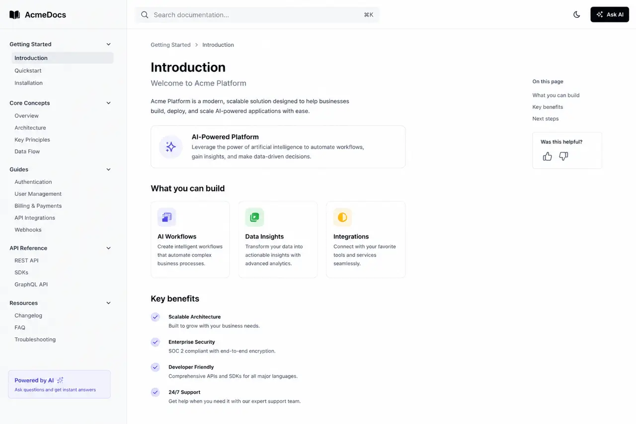 AI Docs Ansicht